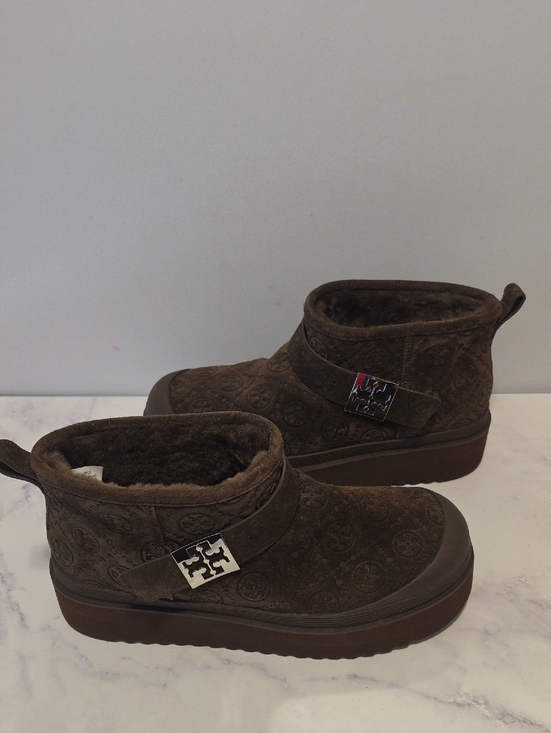 Tory Burch Shoes - Tory Burch Brown Logo Quilted Shearling-Lined Ankle Boots  Brand New  No Tag